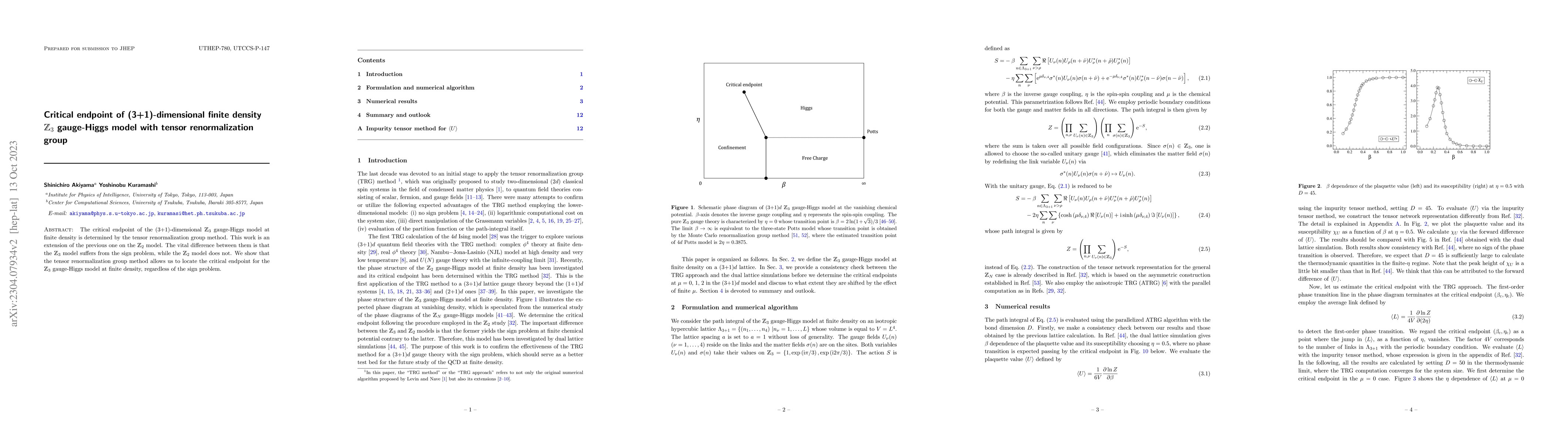 Thumbnail for Critical endpoint of (3+1)-dimensional finite density $Z_3$ gauge-Higgs
  model with tensor renormalization group