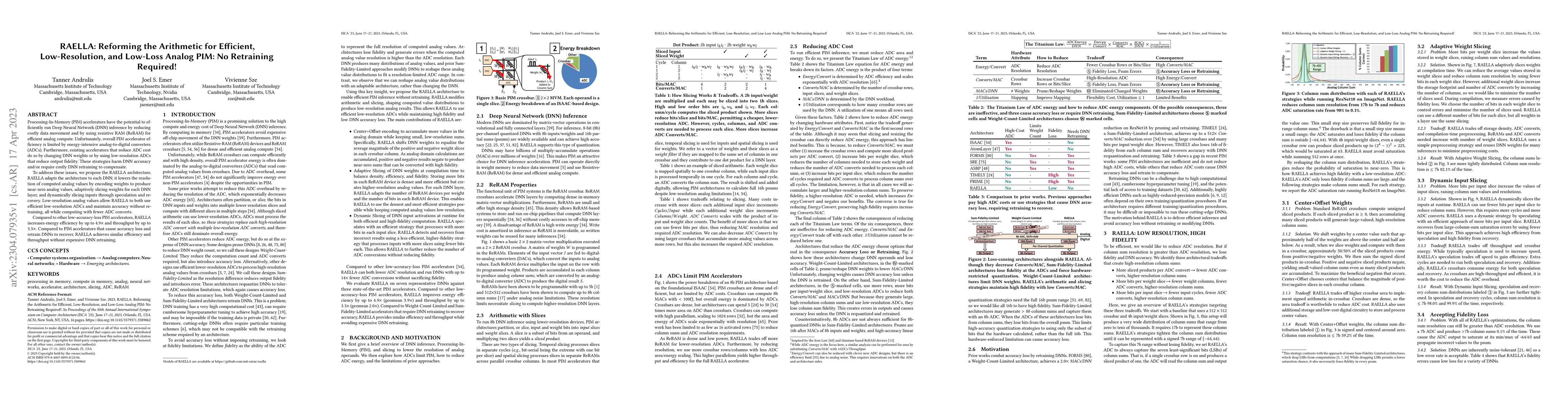 Thumbnail for RAELLA: Reforming the Arithmetic for Efficient, Low-Resolution, and
  Low-Loss Analog PIM: No Retraining Required!