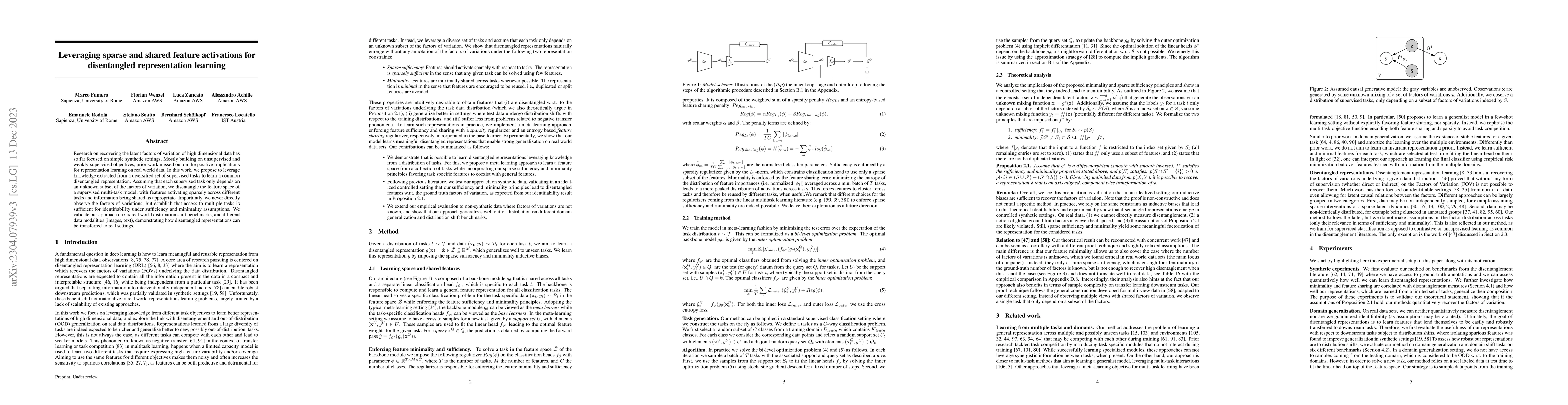 Thumbnail for Leveraging sparse and shared feature activations for disentangled
  representation learning