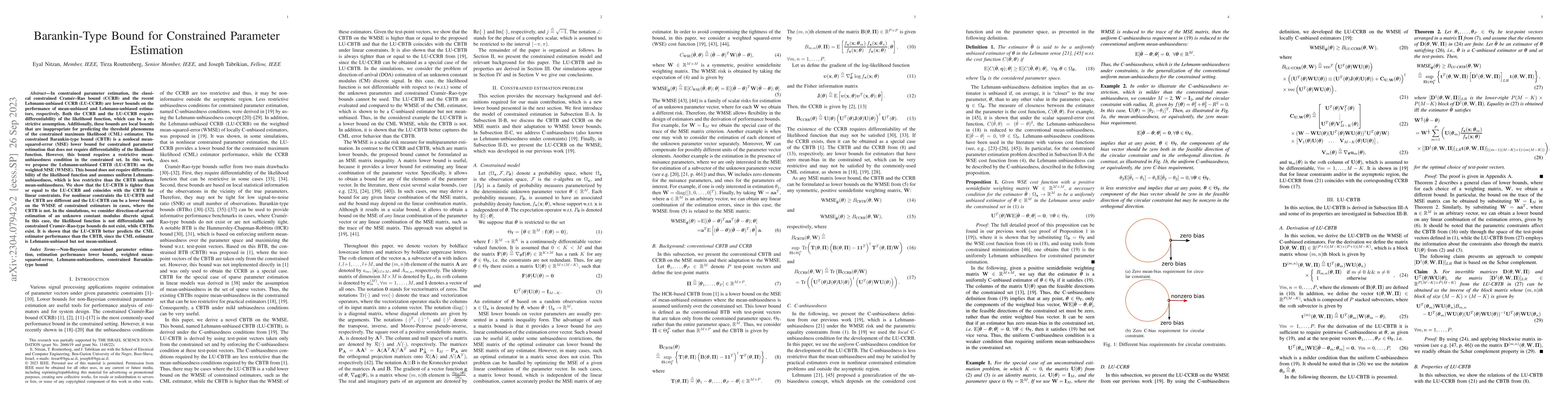 Thumbnail for Barankin-Type Bound for Constrained Parameter Estimation