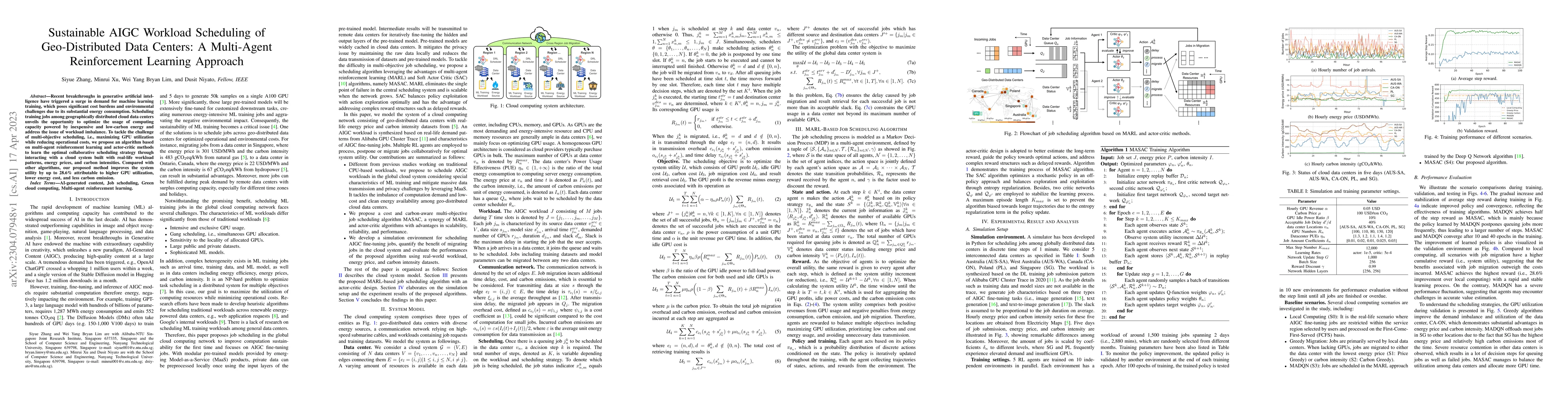 Thumbnail for Sustainable AIGC Workload Scheduling of Geo-Distributed Data Centers: A
  Multi-Agent Reinforcement Learning Approach