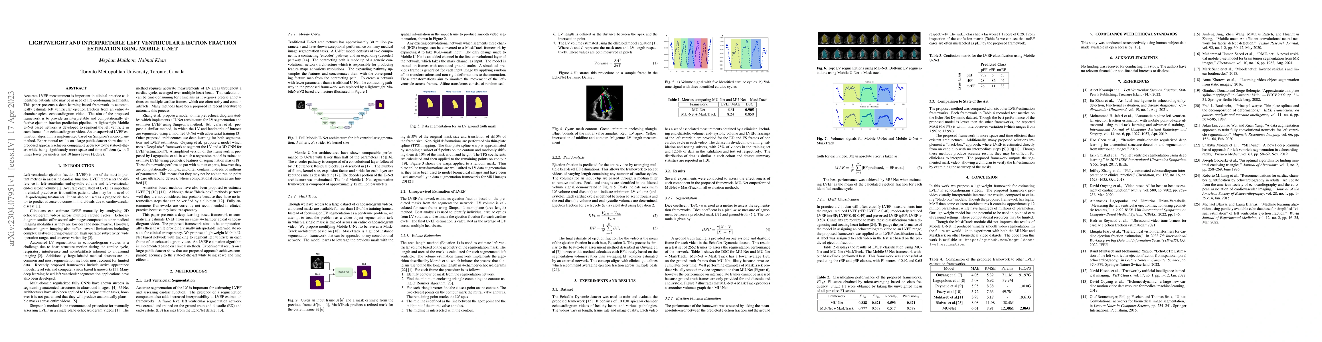 Thumbnail for Lightweight and Interpretable Left Ventricular Ejection Fraction
  Estimation using Mobile U-Net