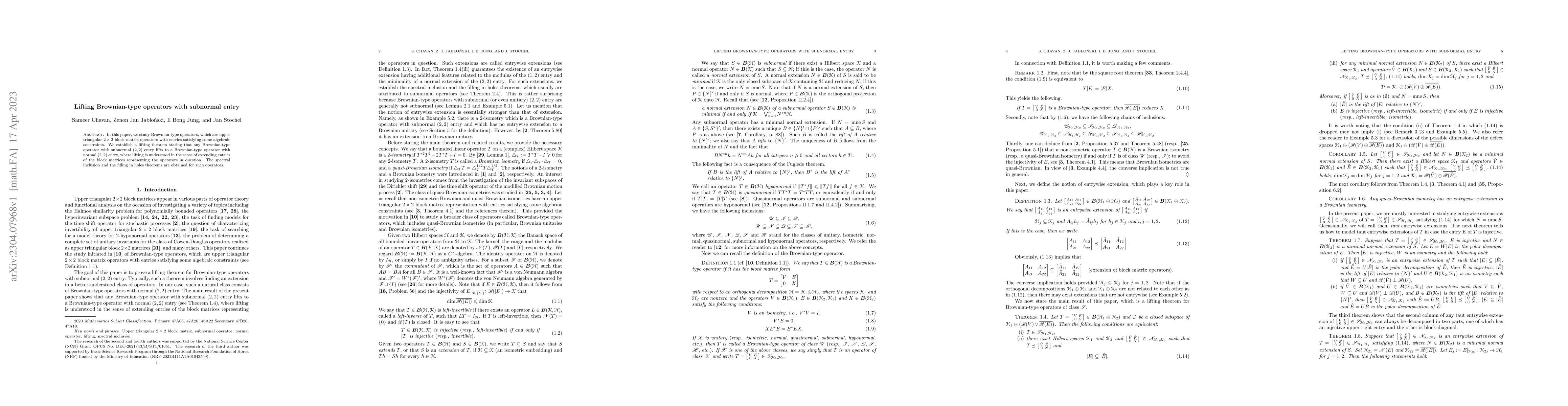 Thumbnail for Lifting Brownian-type operators with subnormal entry