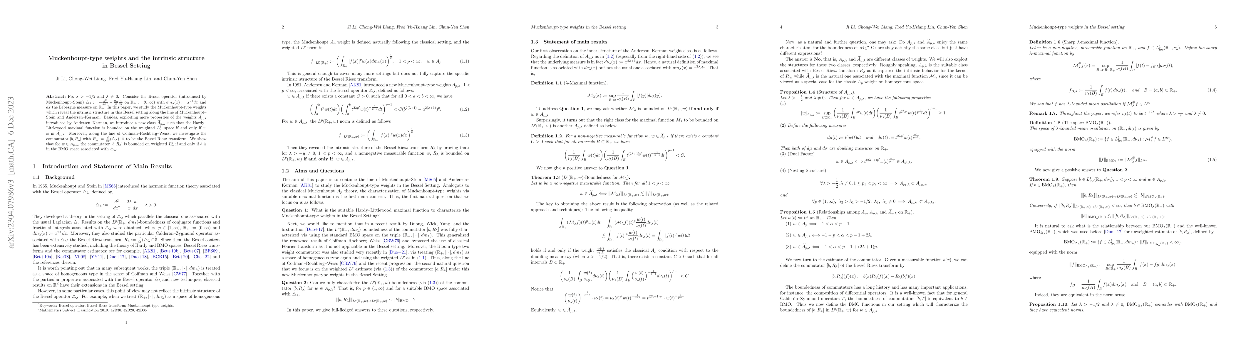 Thumbnail for Muckenhoupt-type weights and the intrinsic structure in Bessel Setting