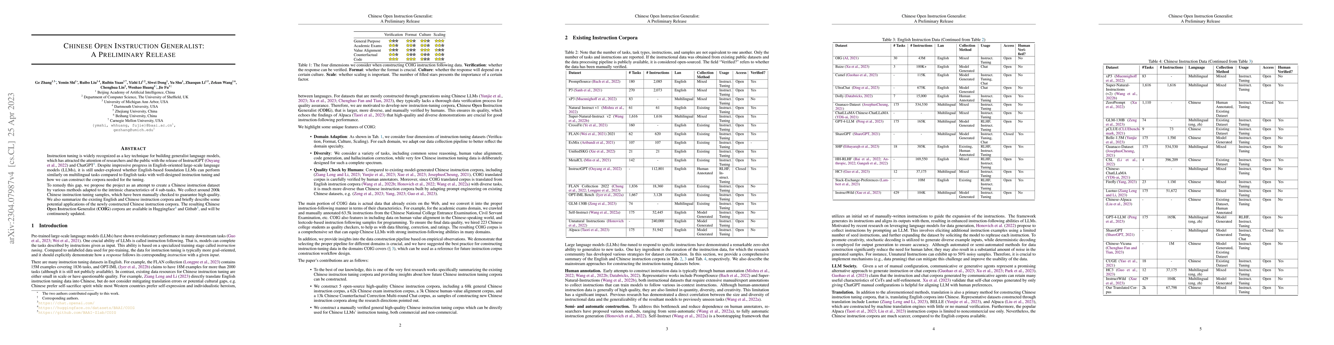 Thumbnail for Chinese Open Instruction Generalist: A Preliminary Release