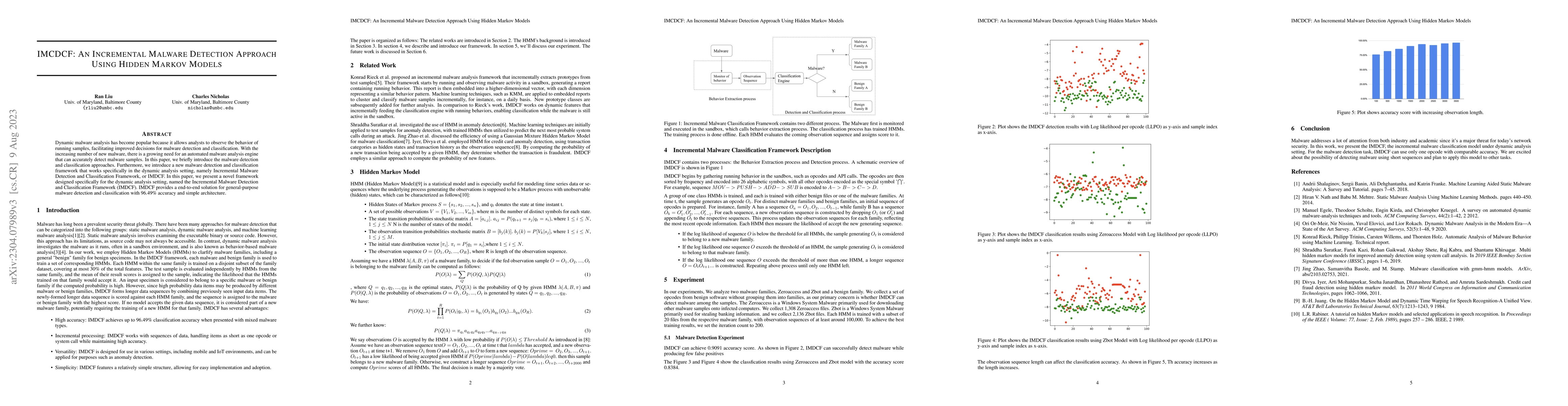Thumbnail for IMCDCF: An Incremental Malware Detection Approach Using Hidden Markov
  Models