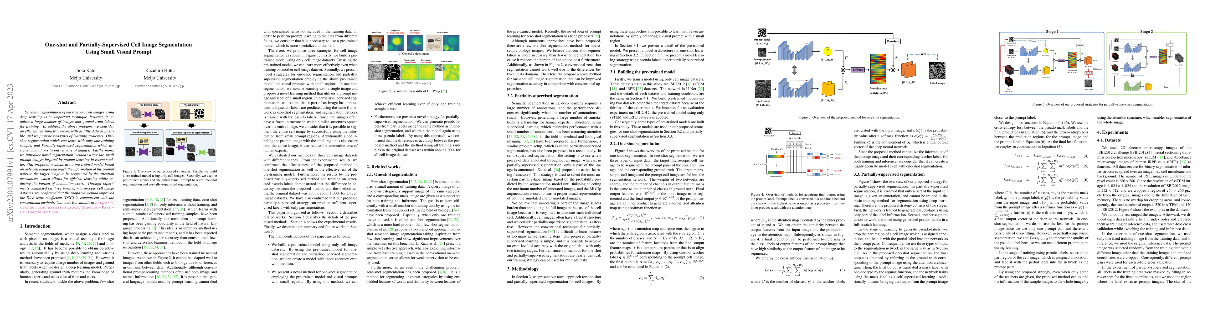 Thumbnail for One-shot and Partially-Supervised Cell Image Segmentation Using Small
  Visual Prompt