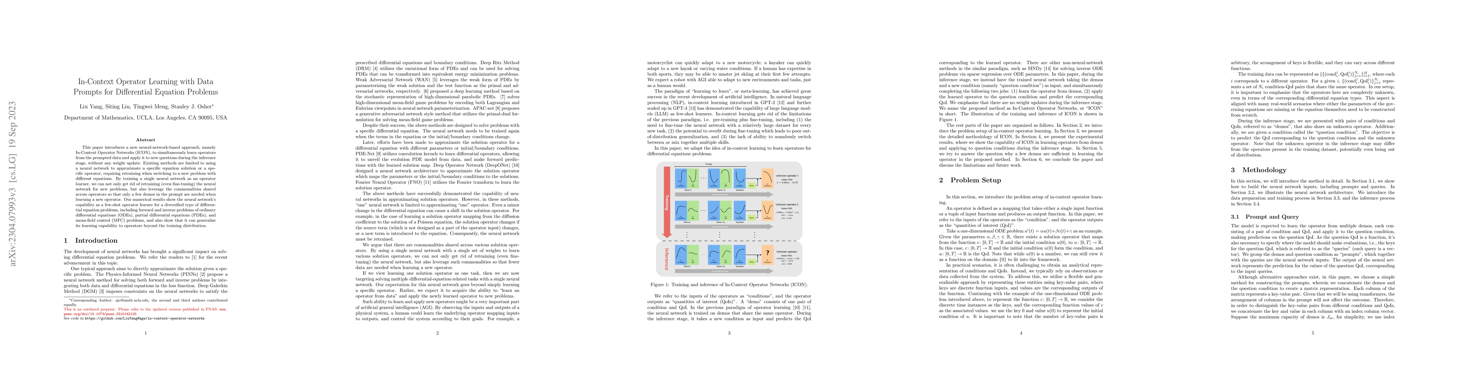 Thumbnail for In-Context Operator Learning with Data Prompts for Differential Equation
  Problems