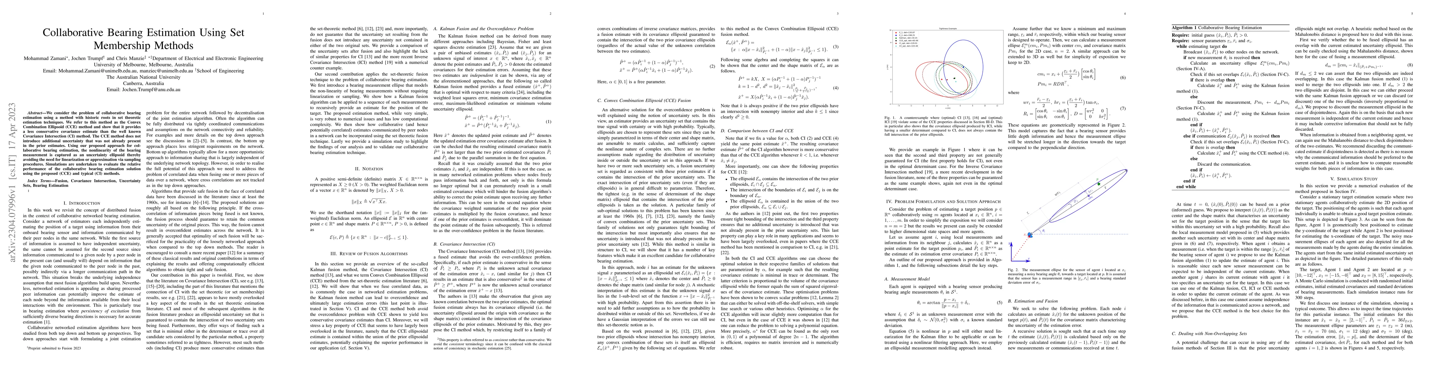 Thumbnail for Collaborative Bearing Estimation Using Set Membership Methods