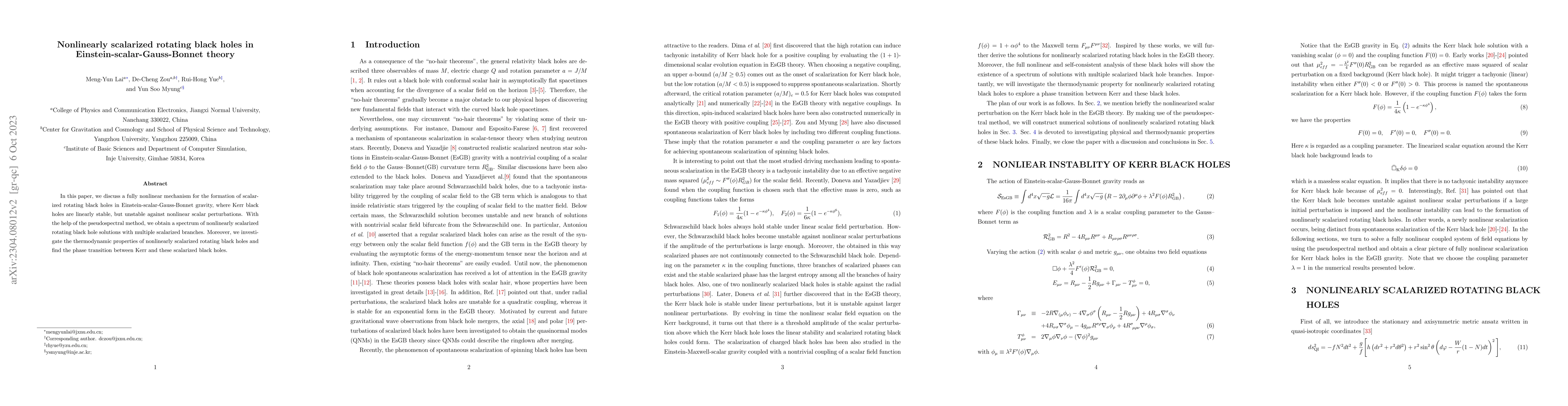 Thumbnail for Nonlinearly scalarized rotating black holes in
  Einstein-scalar-Gauss-Bonnet theory