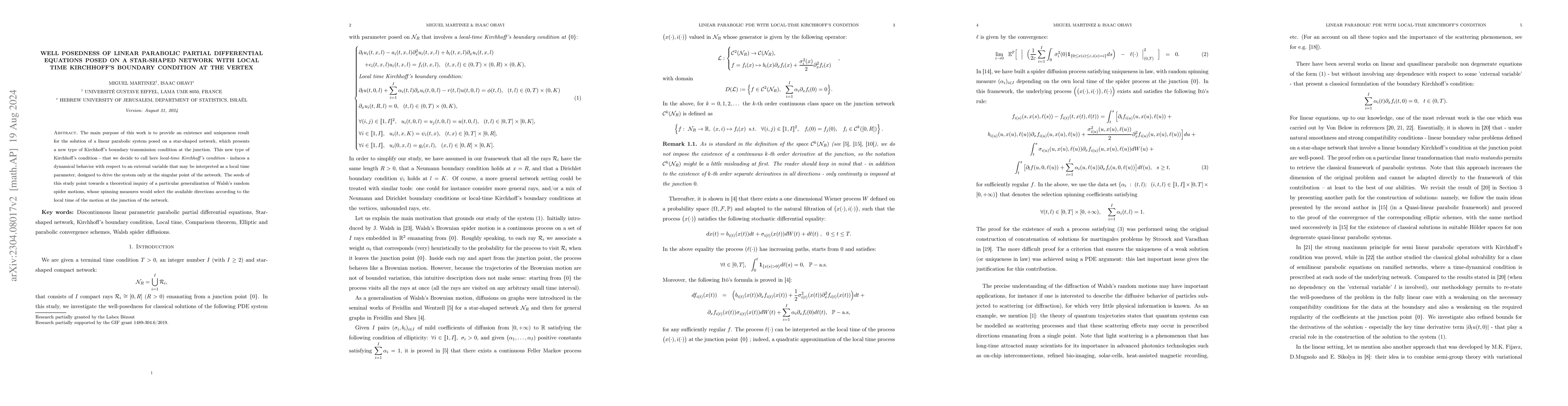 Thumbnail for Well posedness of linear parabolic partial differential equations posed
  on a star-shaped network with local time Kirchhoff's boundary condition at
  the vertex