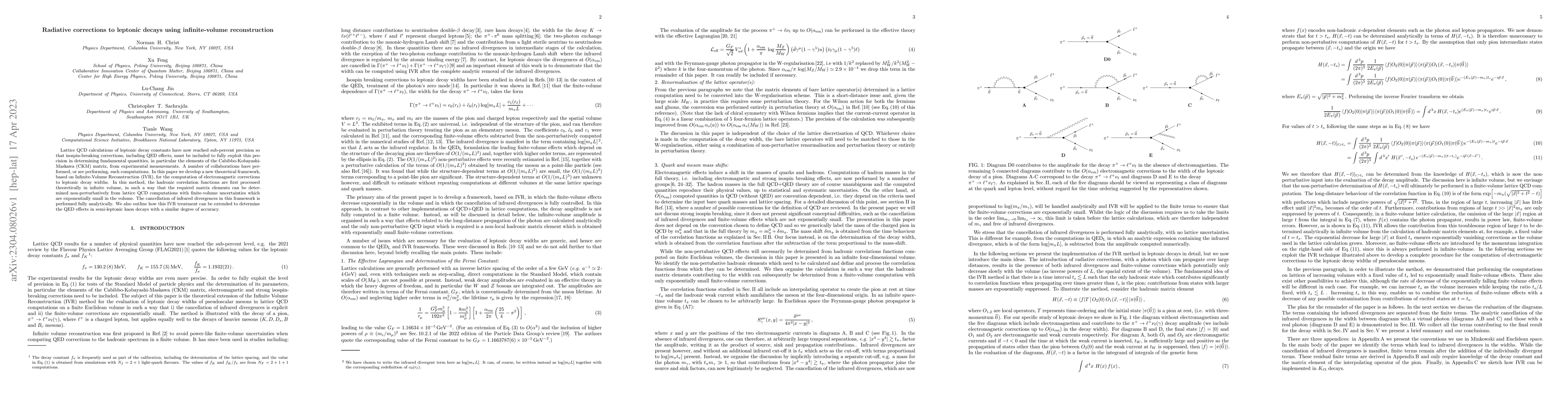 Thumbnail for Radiative corrections to leptonic decays using infinite-volume
  reconstruction