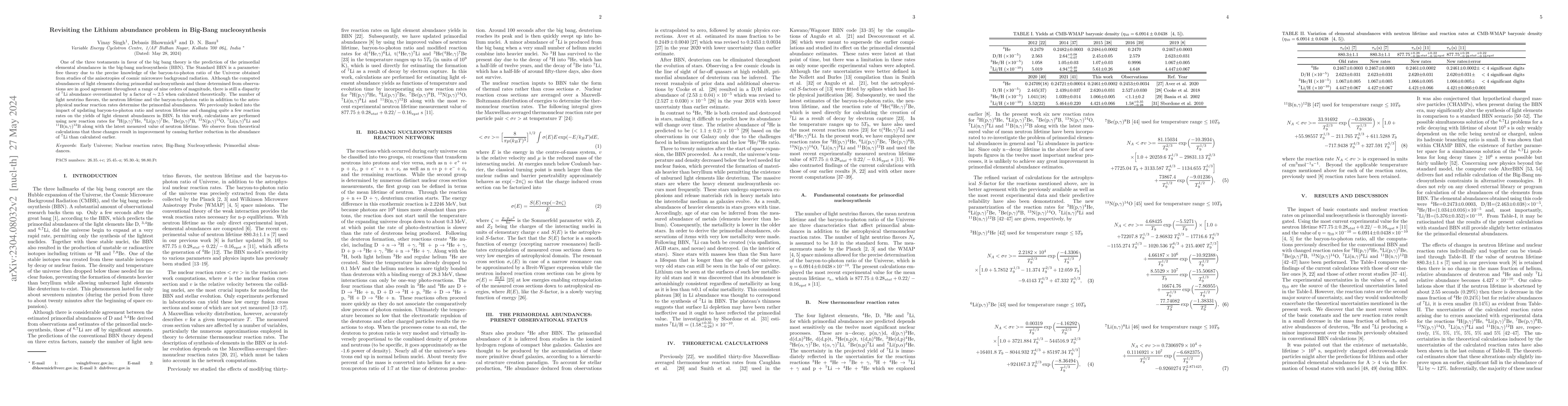 Thumbnail for Revisiting the Lithium abundance problem in Big-Bang nucleosynthesis