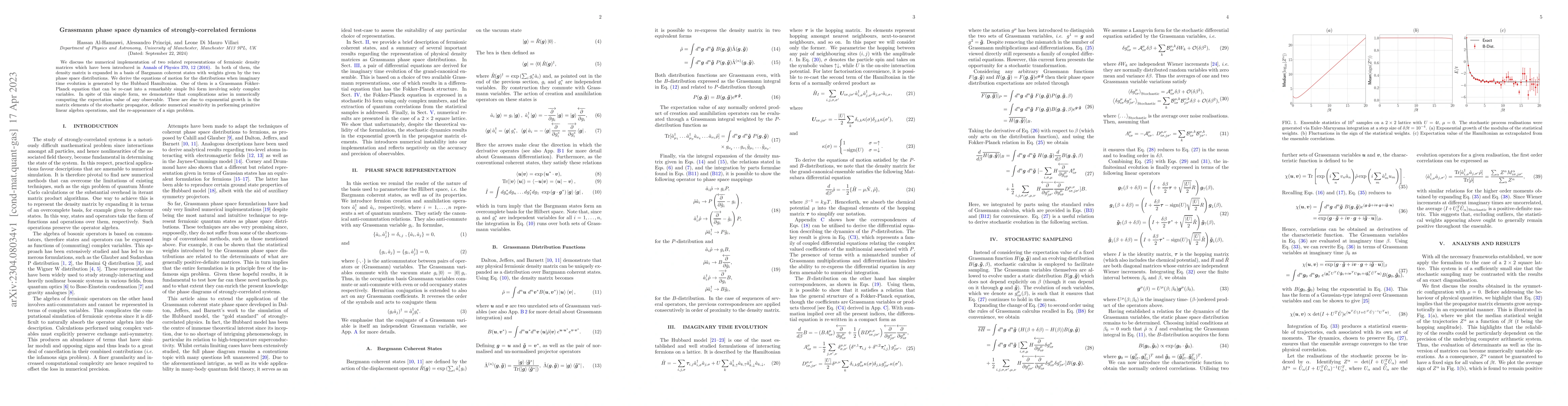 Thumbnail for Grassmann phase space dynamics of strongly-correlated fermion