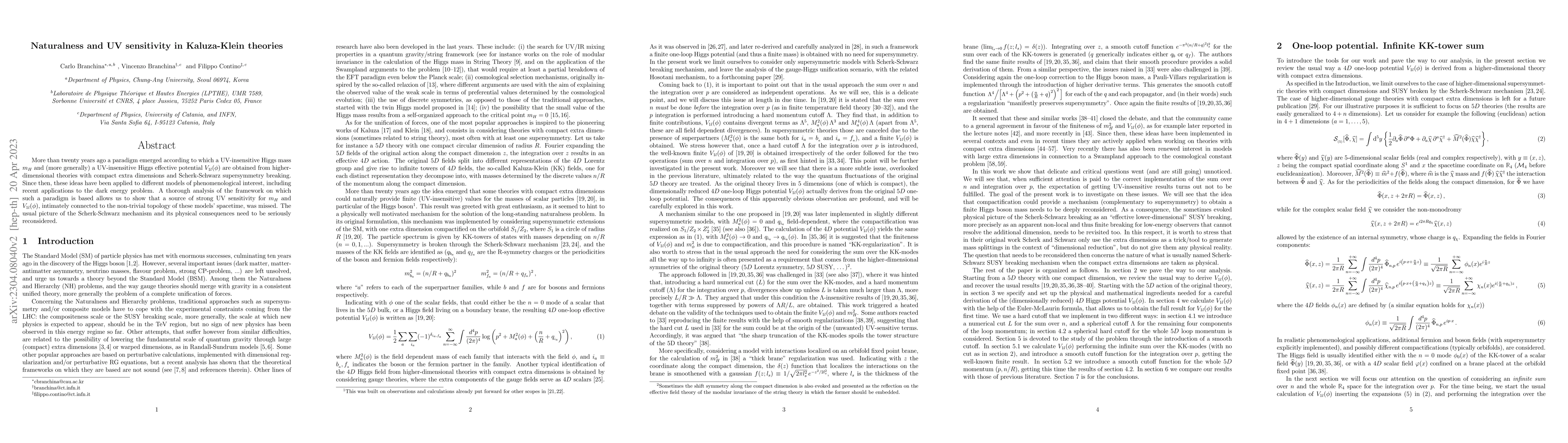 Thumbnail for Naturalness and UV sensitivity in Kaluza-Klein theories