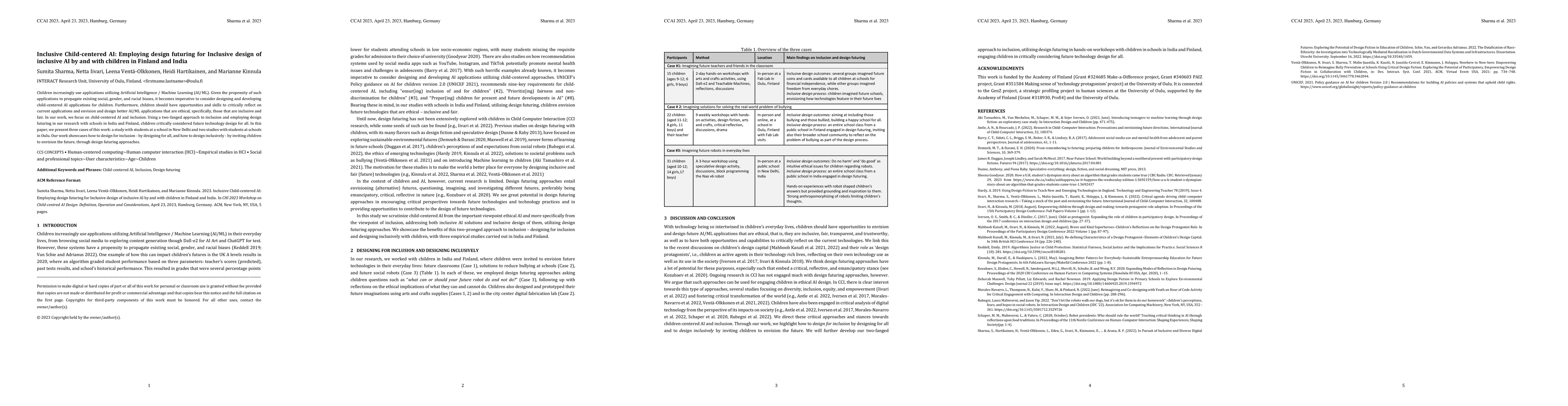 Thumbnail for Inclusive Child-centered AI: Employing design futuring for Inclusive
  design of inclusive AI by and with children in Finland and India