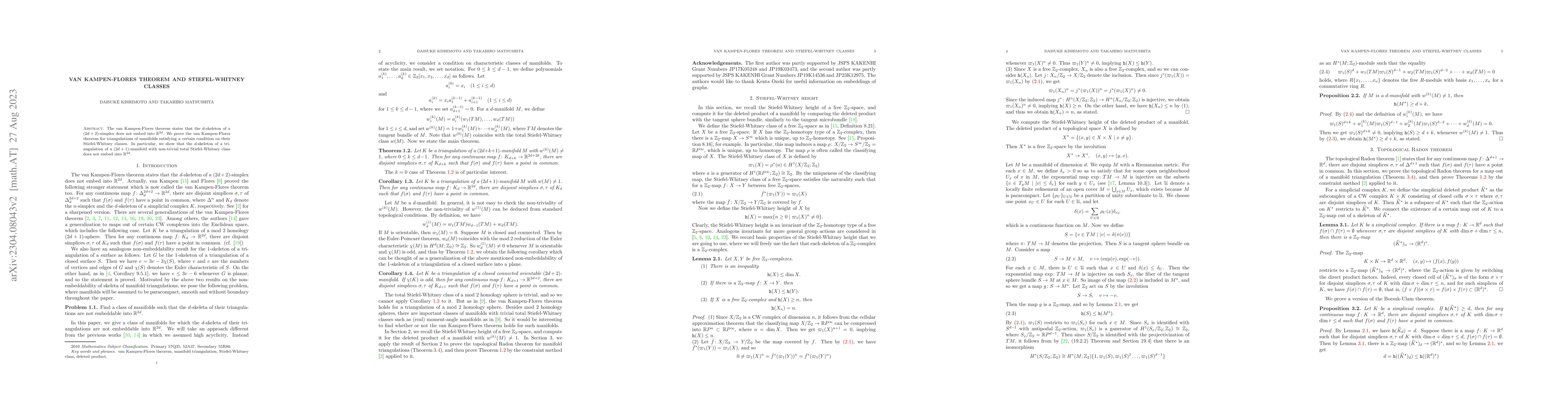 Thumbnail for Van Kampen-Flores theorem and Stiefel-Whitney classes
