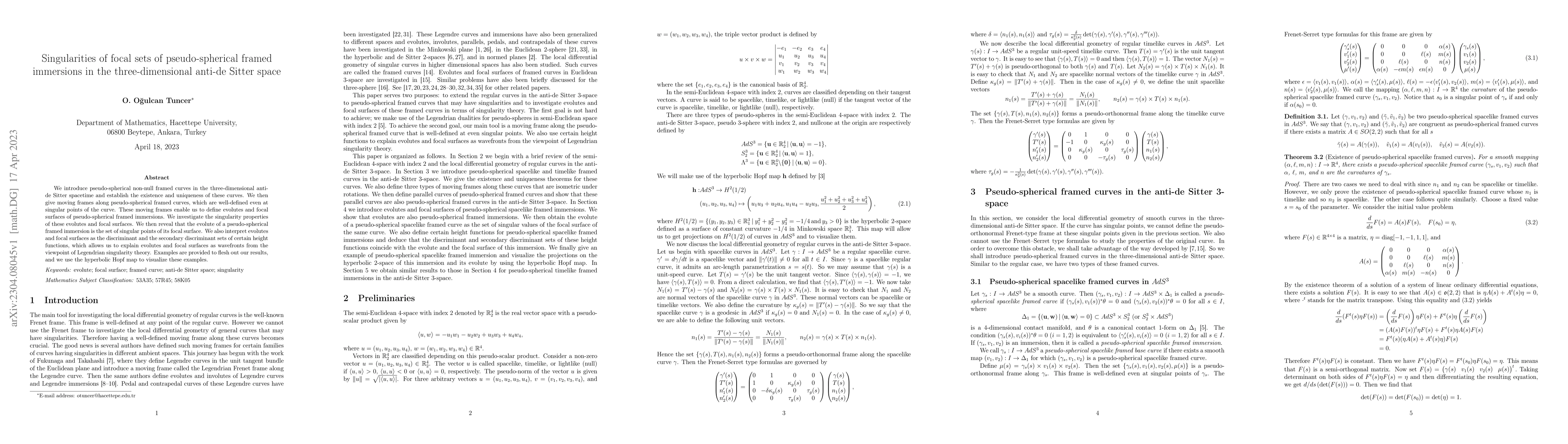 Thumbnail for Singularities of focal sets of pseudo-spherical framed immersions in the
  three-dimensional anti-de Sitter space