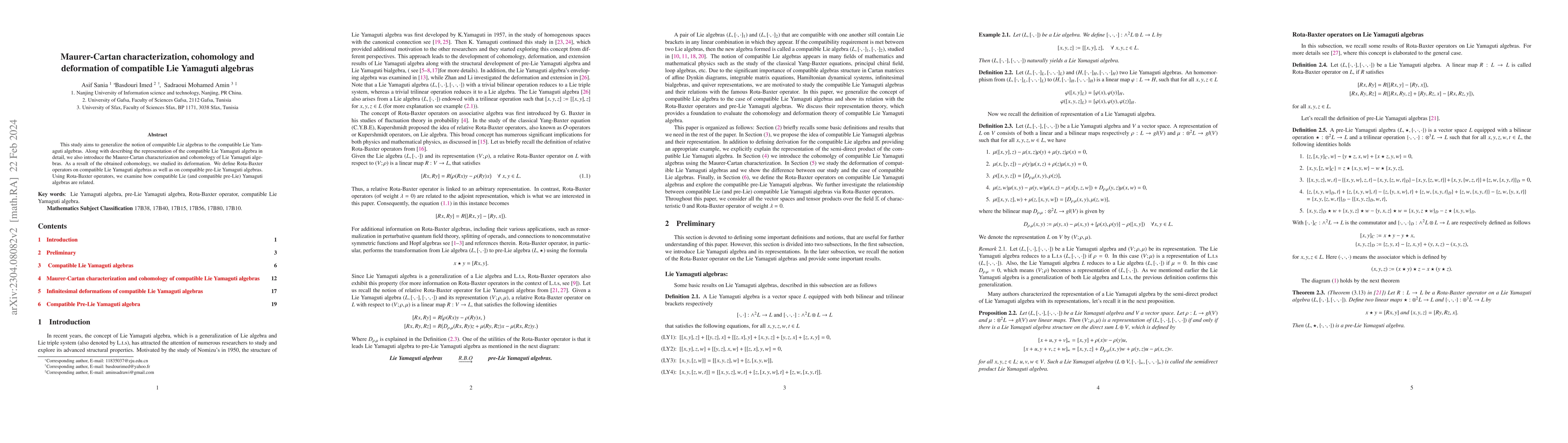 Thumbnail for On compatible Lie and pre-Lie Yamaguti algebras