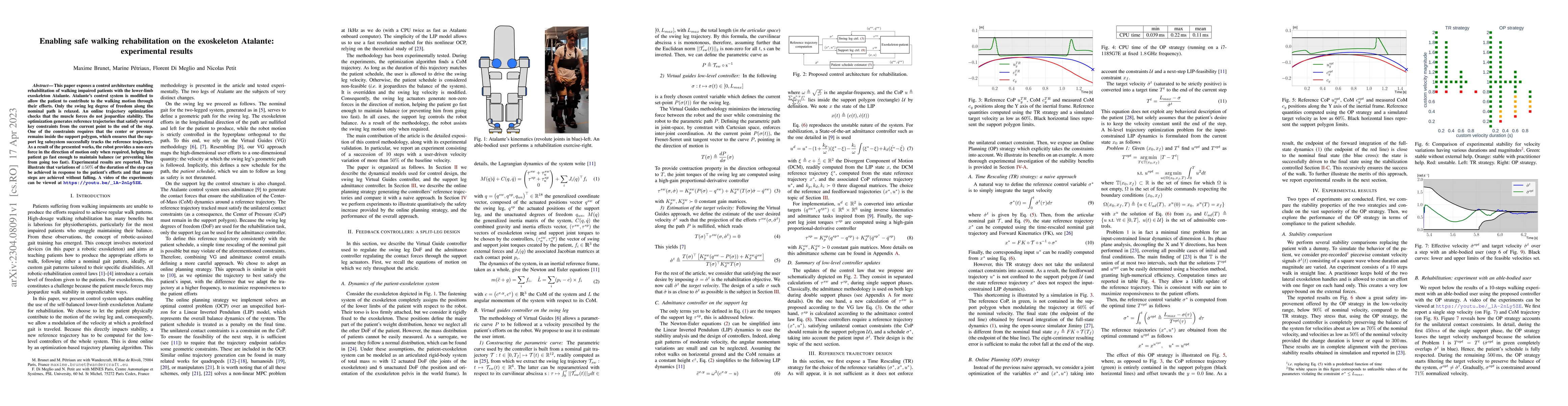 Thumbnail for Enabling safe walking rehabilitation on the exoskeleton Atalante:
  experimental results