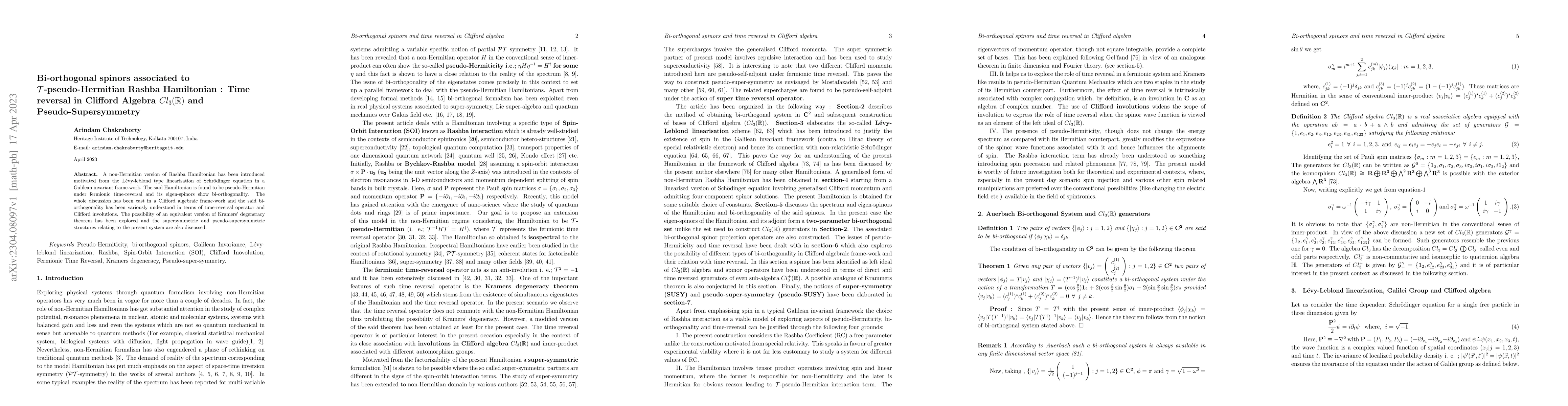 Thumbnail for Bi-orthogonal spinors associated to T -pseudo-Hermitian Rashba
  Hamiltonian : Time reversal in Clifford Algebra Cl3(R) and
  Pseudo-Supersymmetry