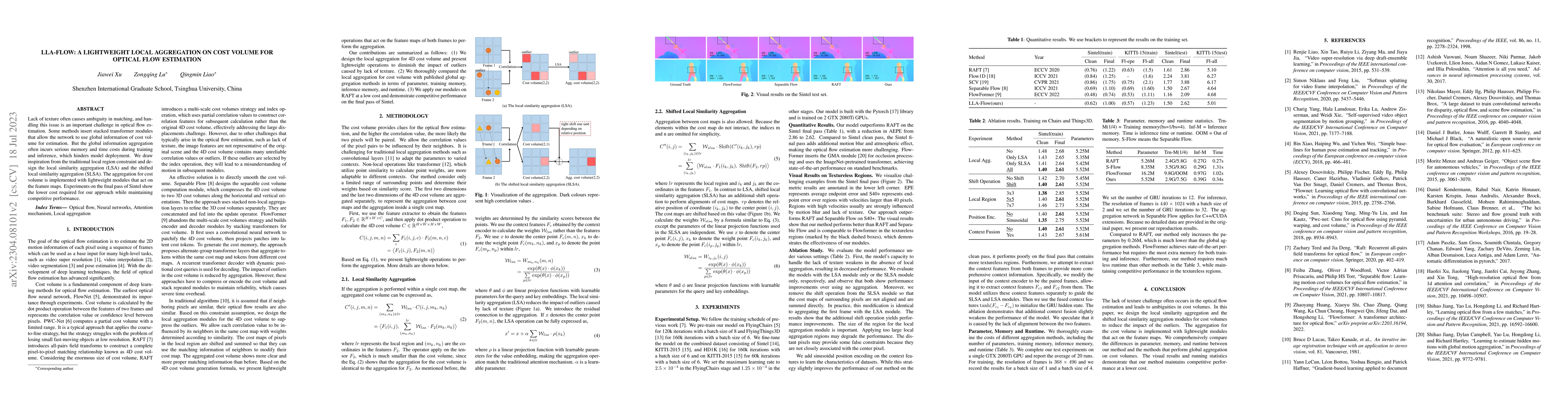 Thumbnail for LLA-FLOW: A Lightweight Local Aggregation on Cost Volume for Optical
  Flow Estimation