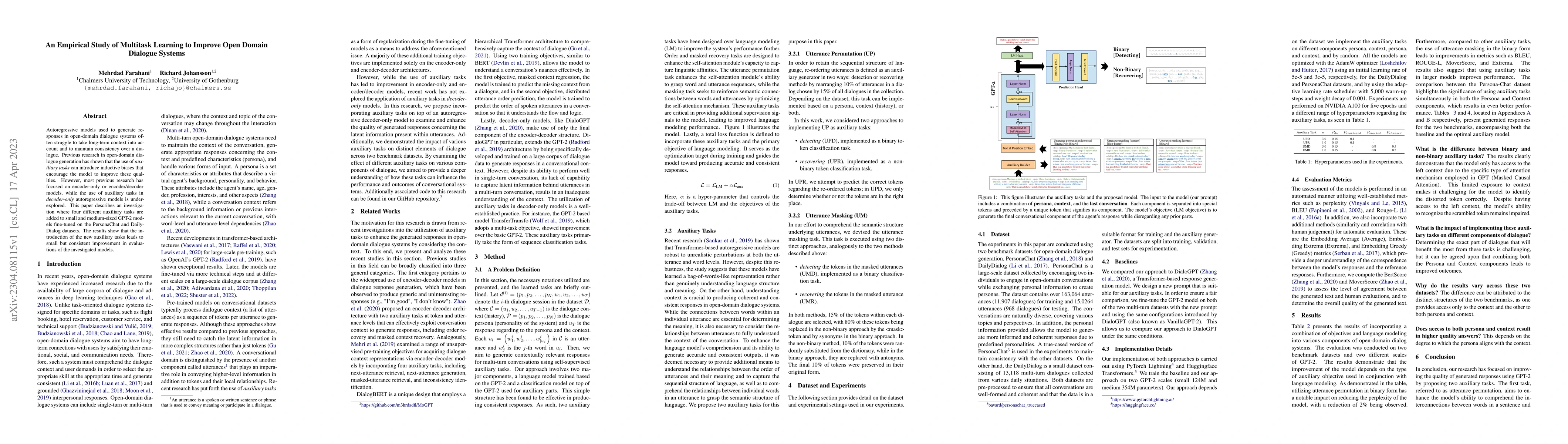 Thumbnail for An Empirical Study of Multitask Learning to Improve Open Domain Dialogue
  Systems