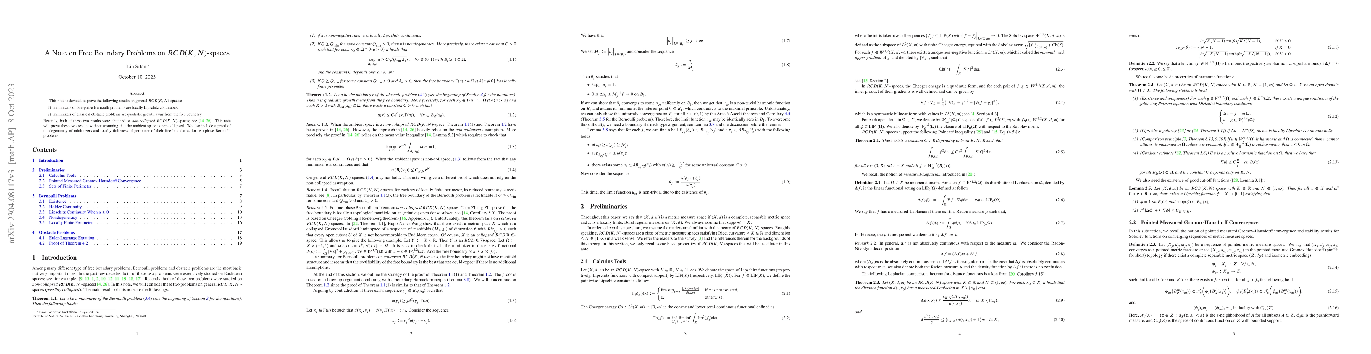 Thumbnail for A Note on Free Boundary Problems on RCD(K,N)-spaces