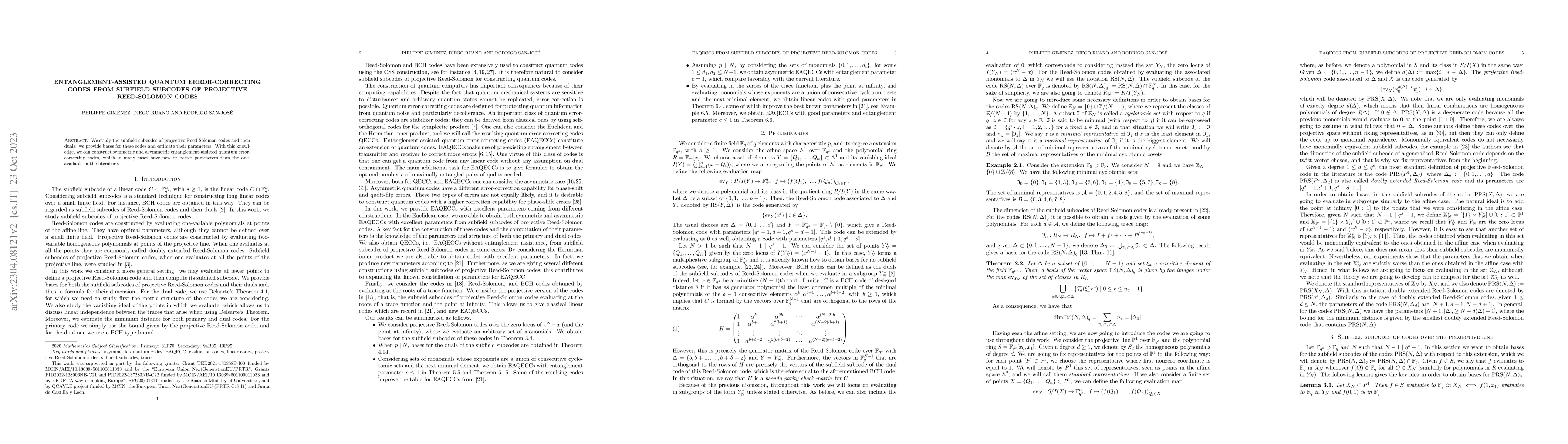 Thumbnail for Entanglement-assisted quantum error-correcting codes from subfield
  subcodes of projective Reed-Solomon codes