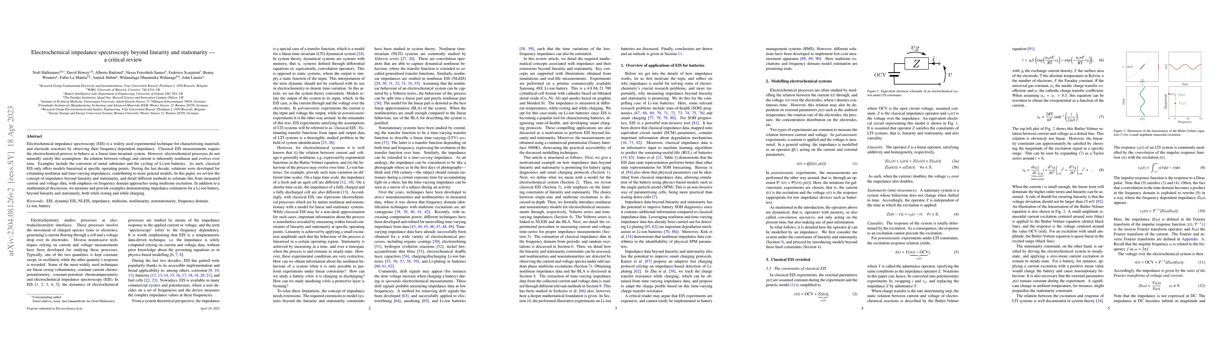 Thumbnail for Electrochemical impedance spectroscopy beyond linearity and stationarity
  - a critical review
