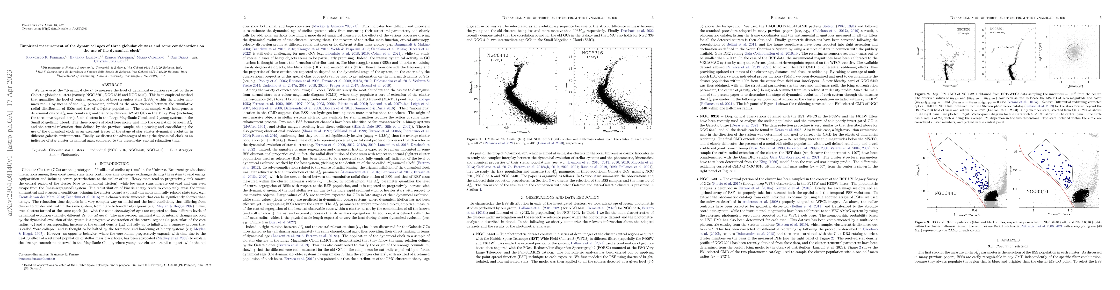 Thumbnail for Empirical measurement of the dynamical ages of three globular clusters
  and some considerations on the use of the dynamical clock
