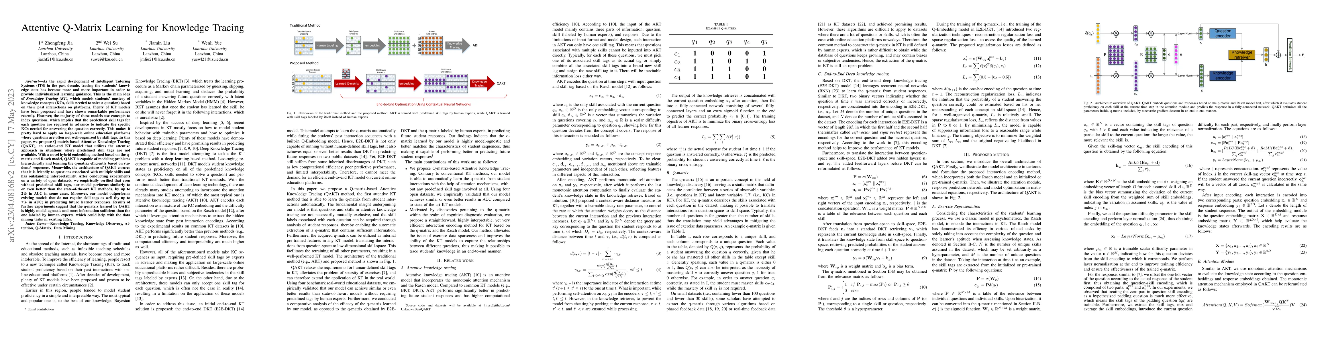 Thumbnail for Attentive Q-Matrix Learning for Knowledge Tracing