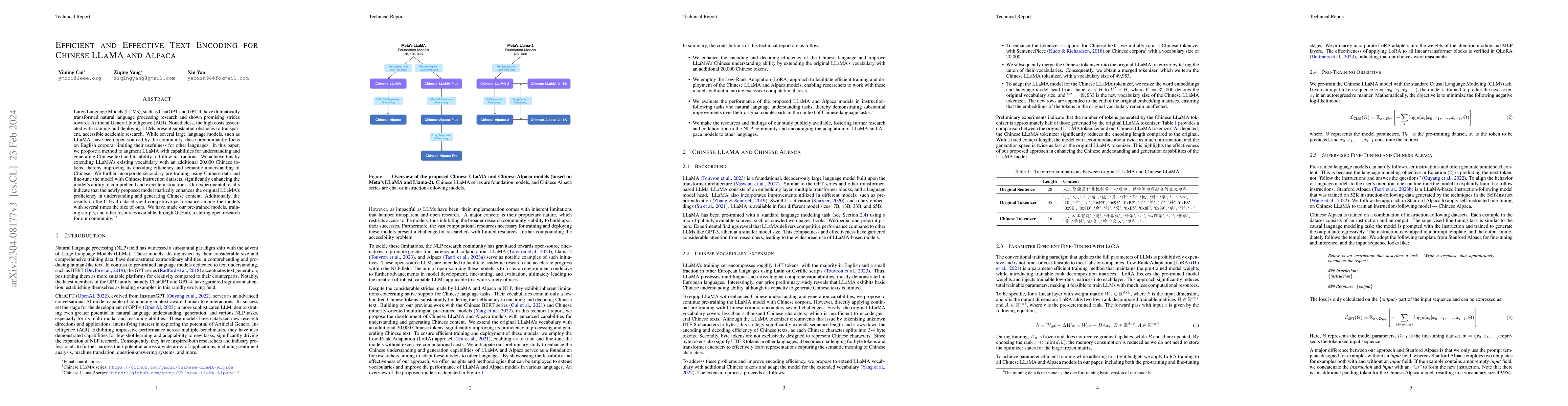 Thumbnail for Efficient and Effective Text Encoding for Chinese LLaMA and Alpaca