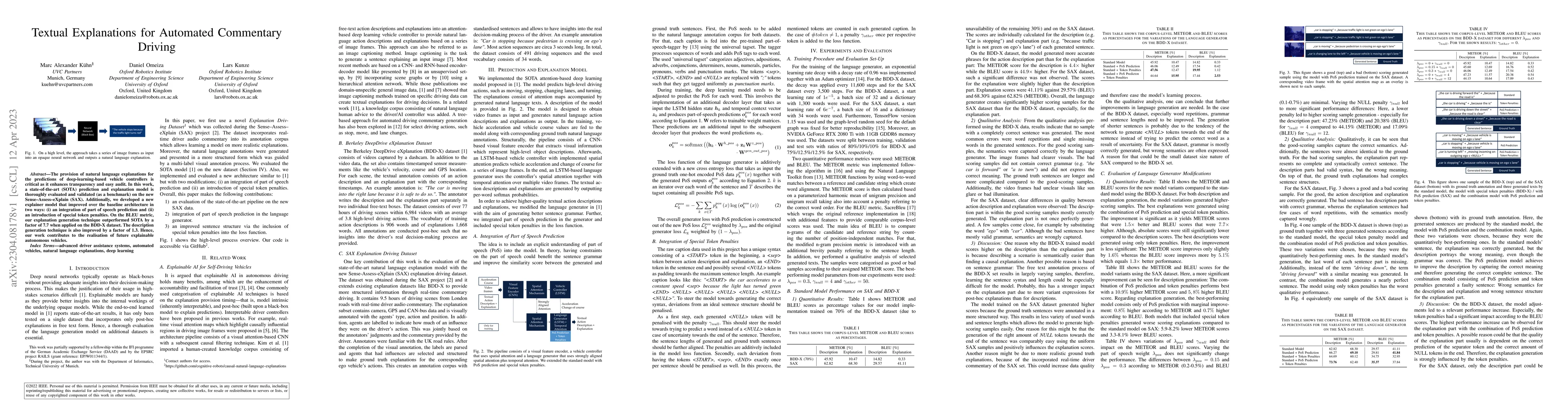 Thumbnail for Textual Explanations for Automated Commentary Driving