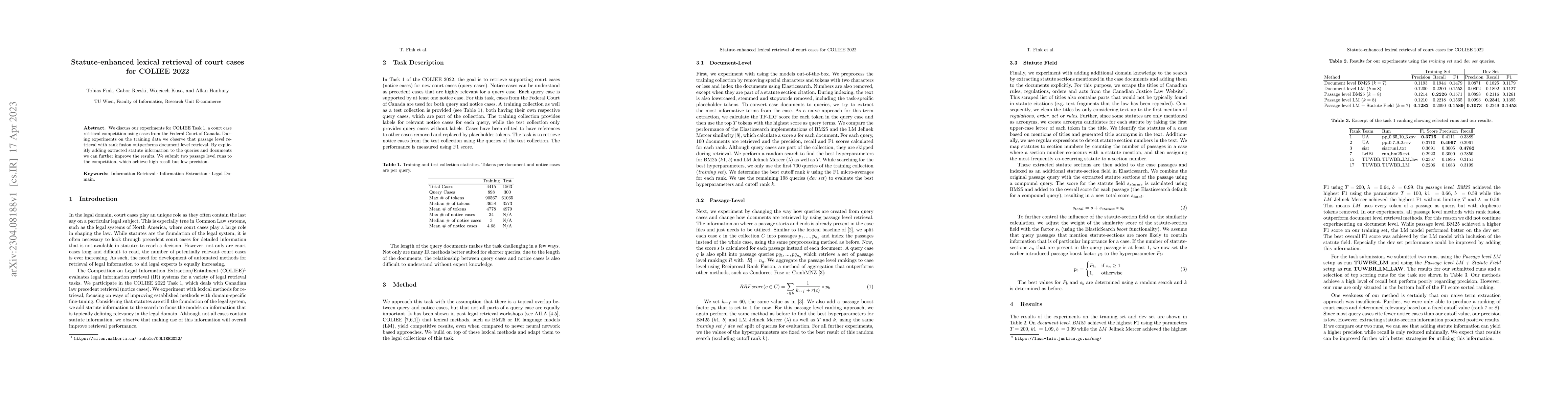 Thumbnail for Statute-enhanced lexical retrieval of court cases for COLIEE 2022