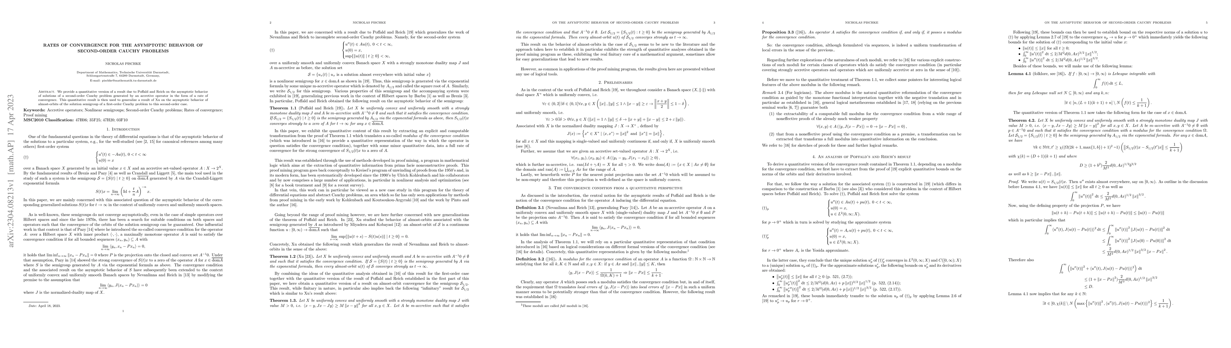 Thumbnail for Rates of convergence for the asymptotic behavior of second-order Cauchy
  problems