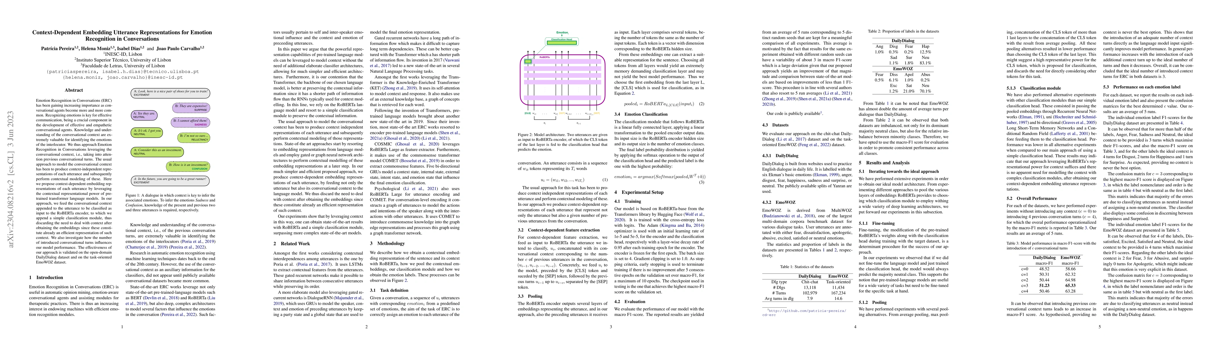 Thumbnail for Context-Dependent Embedding Utterance Representations for Emotion
  Recognition in Conversations
