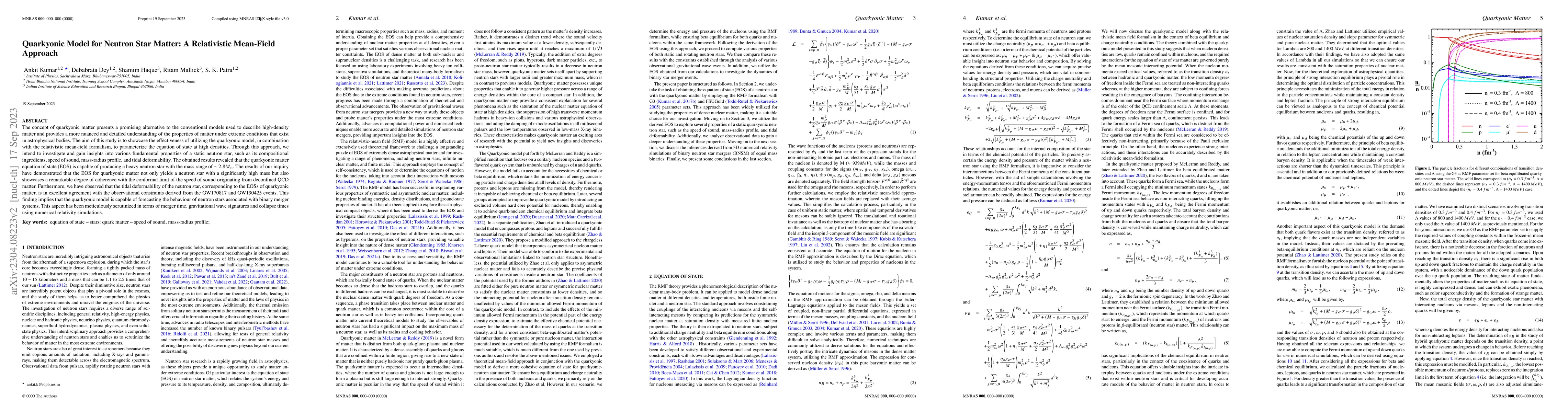 Thumbnail for Quarkyonic Model for Neutron Star Matter: A Relativistic Mean-Field
  Approach