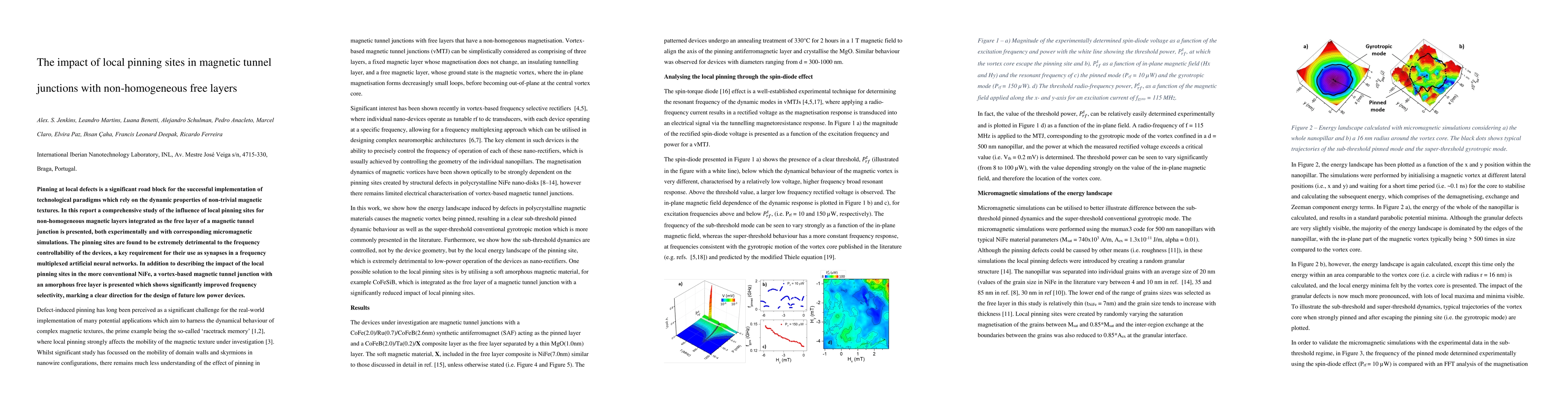 Thumbnail for The impact of local pinning sites in magnetic tunnel junctions with
  non-homogeneous free layers