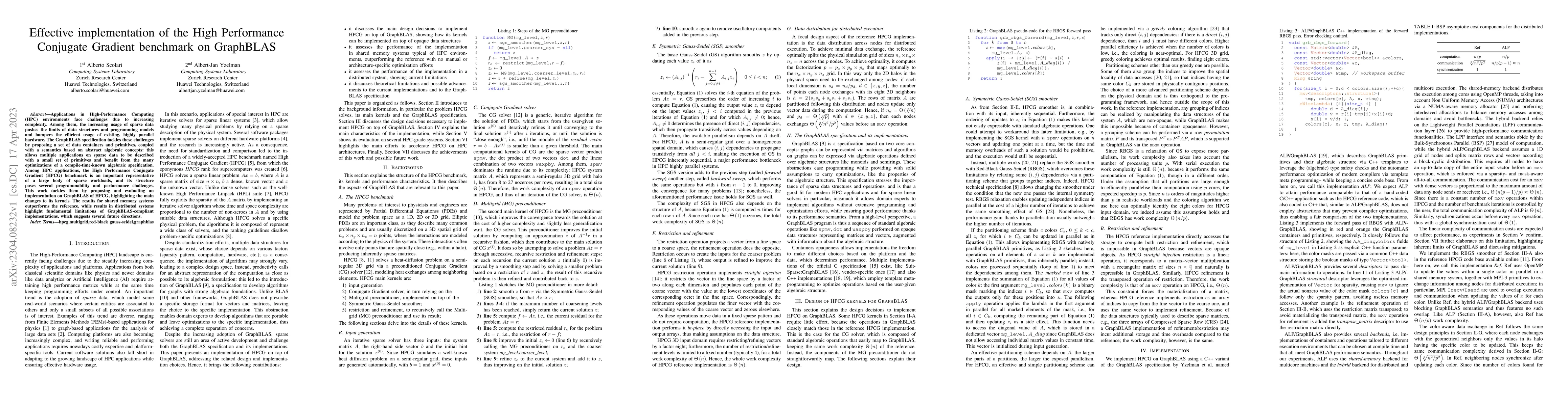 Thumbnail for Effective implementation of the High Performance Conjugate Gradient
  benchmark on GraphBLAS