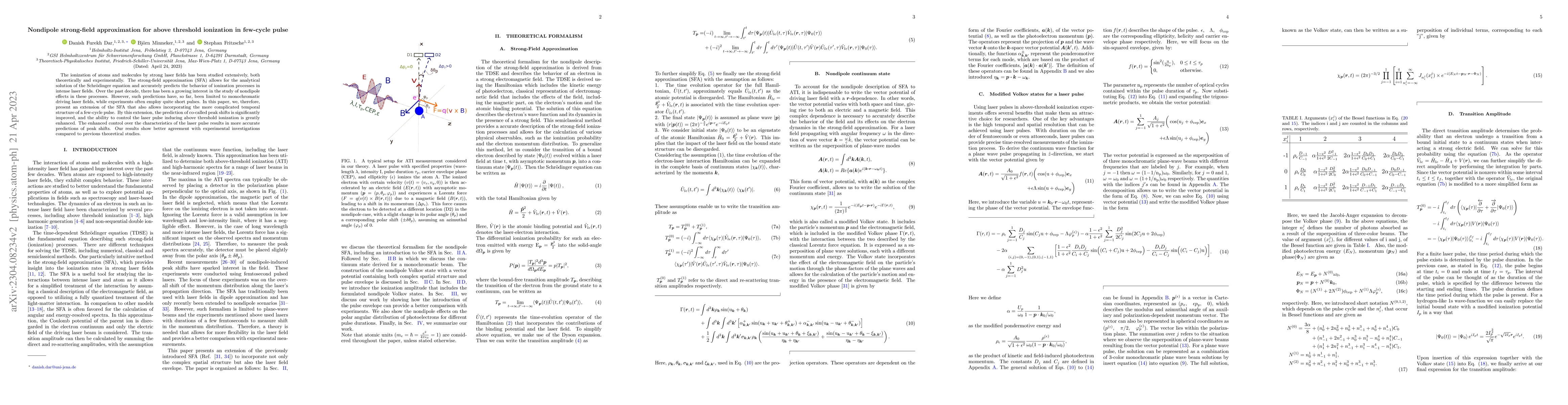 Thumbnail for Nondipole strong-field approximation for above threshold ionization in
  few-cycle pulse