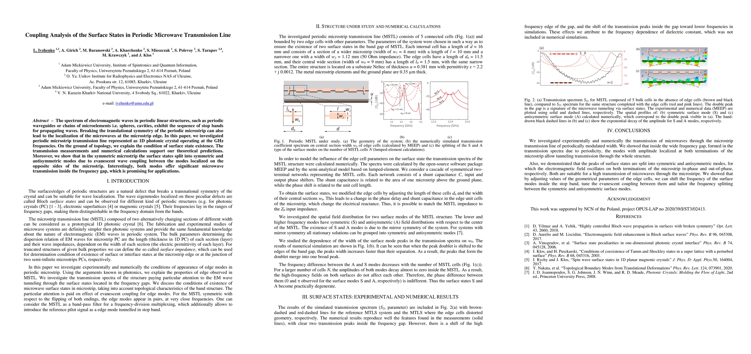 Thumbnail for Coupling Analysis of the Surface States in Periodic Microwave
  Transmission Line