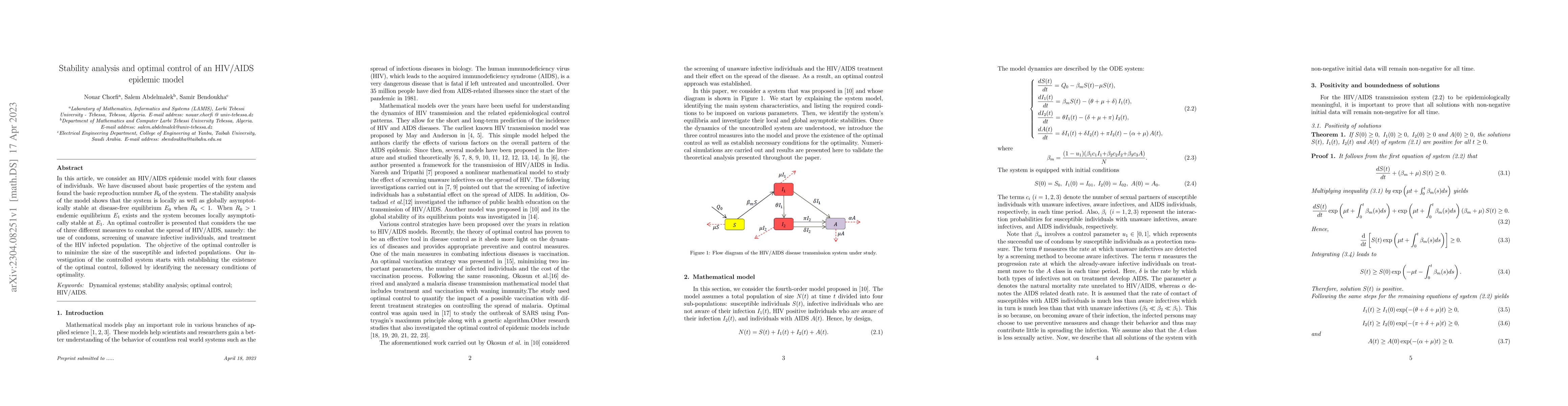 Thumbnail for Stability analysis and optimal control of an HIV/AIDS epidemic model
