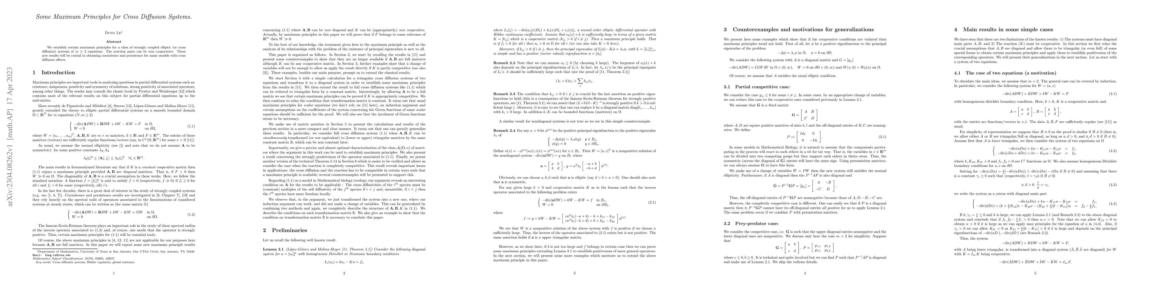 Thumbnail for Some Maximum Principles for Cross Diffusion Systems
