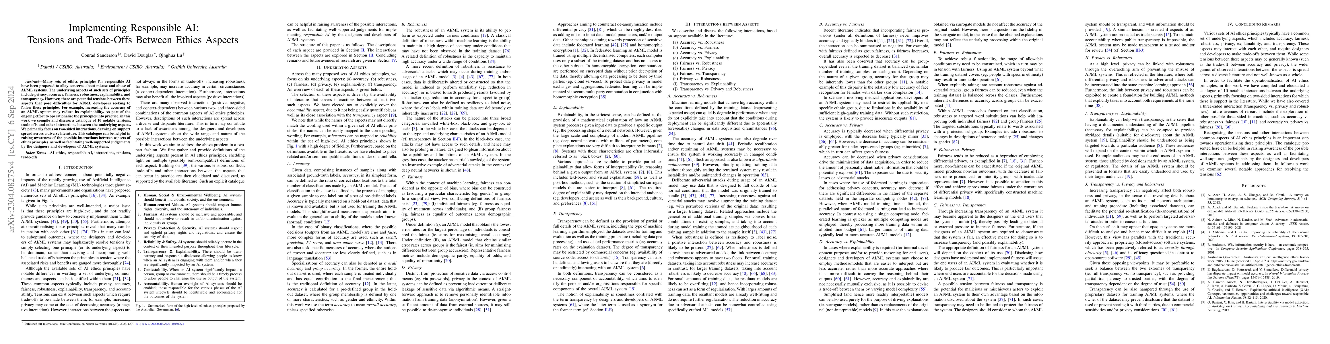 Thumbnail for Implementing Responsible AI: Tensions and Trade-Offs Between Ethics
  Aspects