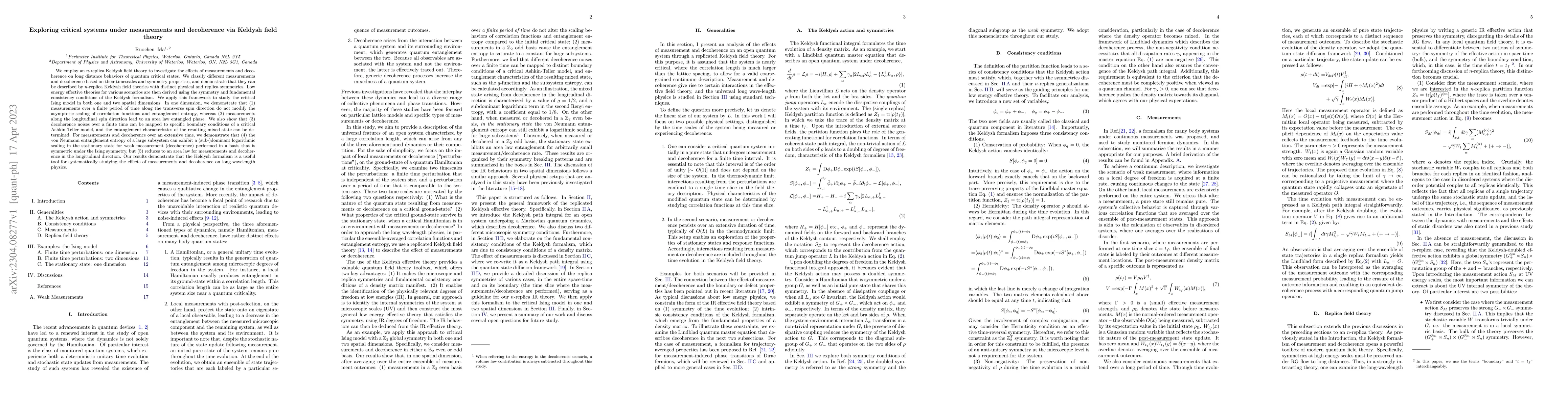 Thumbnail for Exploring critical systems under measurements and decoherence via
  Keldysh field theory