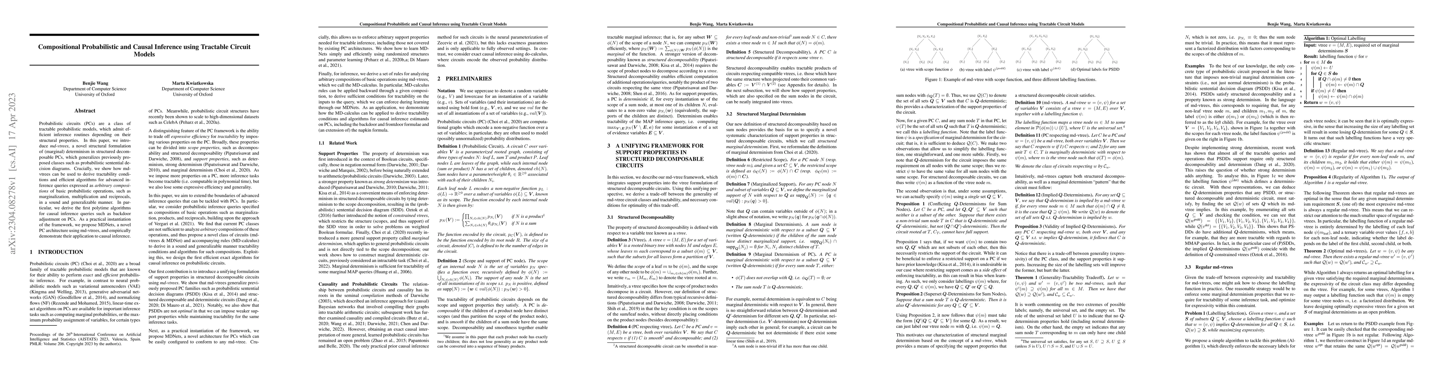 Thumbnail for Compositional Probabilistic and Causal Inference using Tractable Circuit
  Models