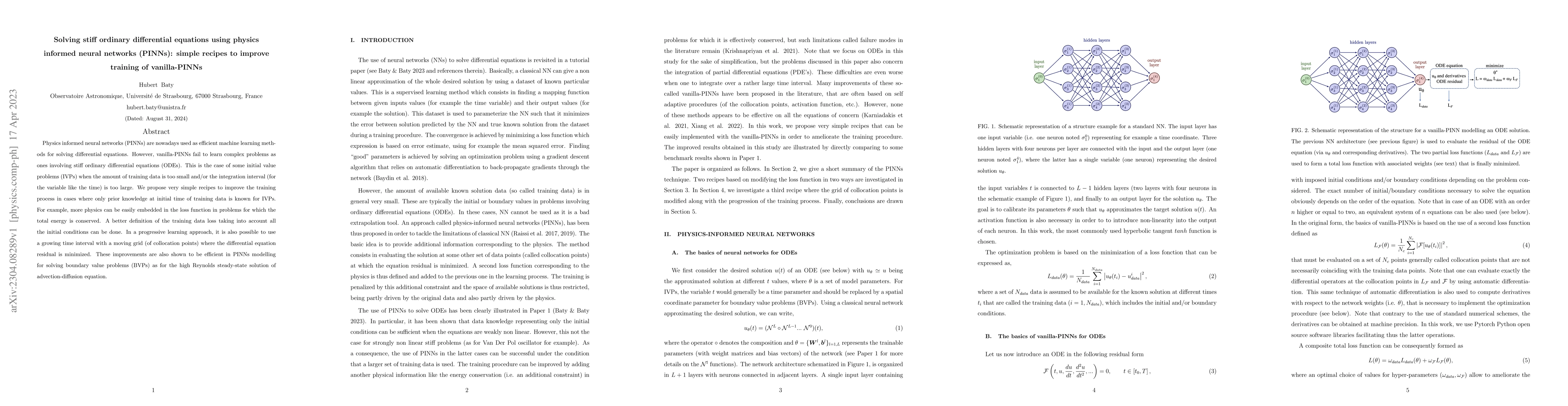 Thumbnail for Solving stiff ordinary differential equations using physics informed
  neural networks (PINNs): simple recipes to improve training of vanilla-PINNs