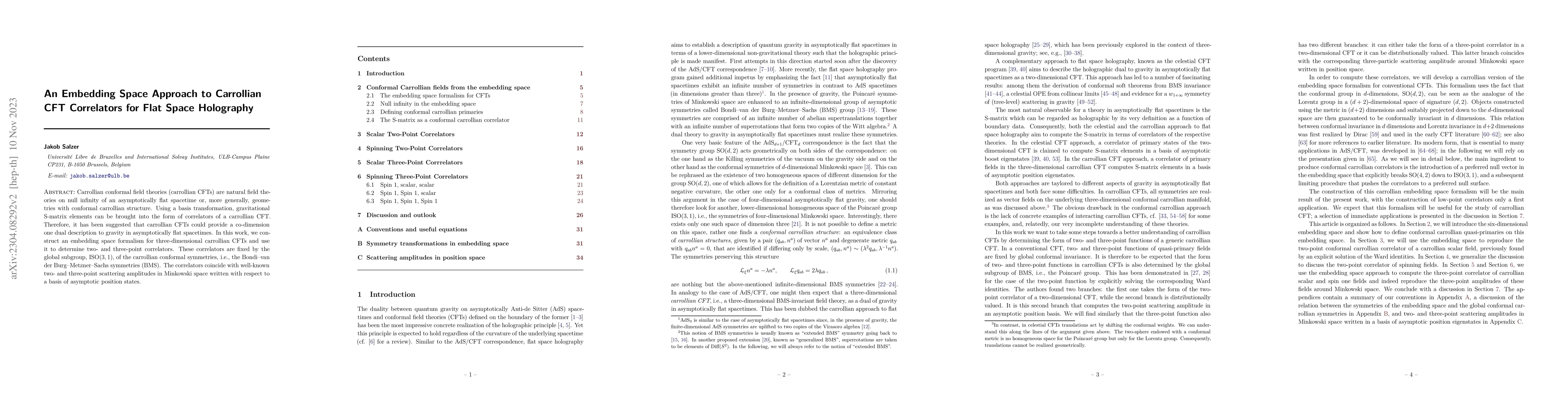 Thumbnail for An Embedding Space Approach to Carrollian CFT Correlators for Flat Space
  Holography