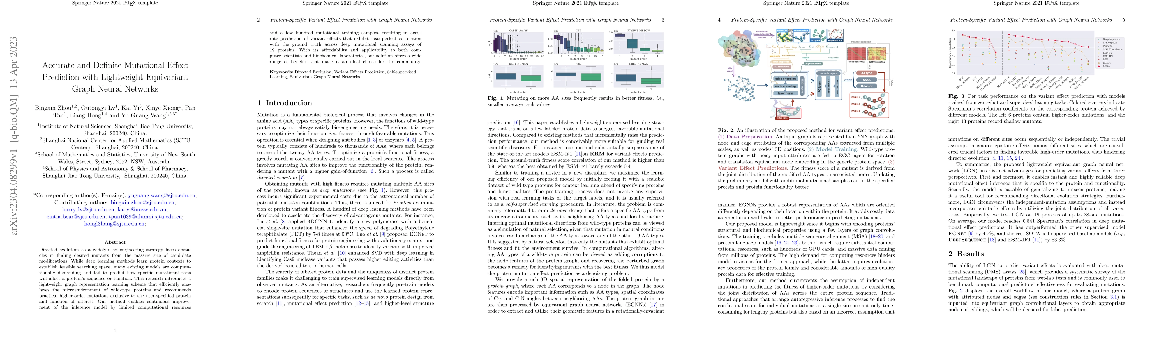 Thumbnail for Accurate and Definite Mutational Effect Prediction with Lightweight
  Equivariant Graph Neural Networks